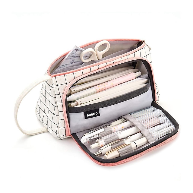  Pouzdro na tužky Pouzdro na fixy Odolnost proti opotřebení Multifunkční se zipem Plátno pro Škola Kancelář Student