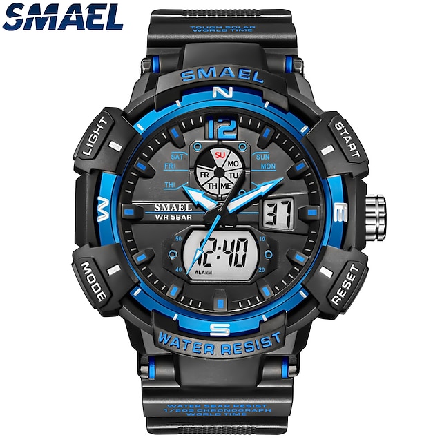  Smael montre de sport pour hommes 8045 montres électroniques à quartz militaires double affichage de l'heure montres de sport étanches hommes horloge numérique