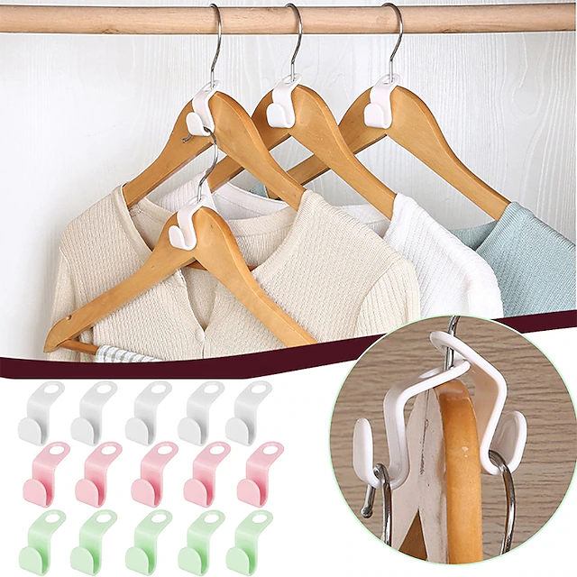 30 PCS Mini Clothes Hanger Connector Hooks Plastic Cascading Organizer Rack Space Saving for Closet 10