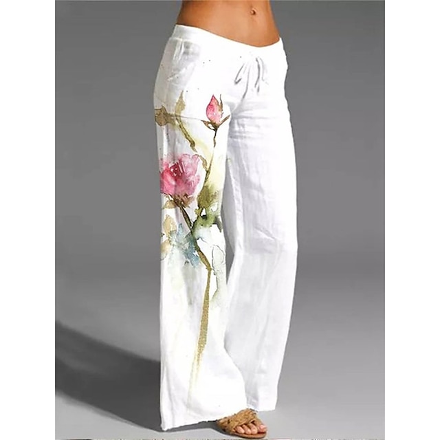 Women's Culottes Wide Leg Pants Trousers Baggy White Mid Waist Fashion ...