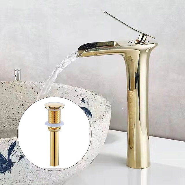  Ensemble de robinets en laiton, finition cascade en oxyde noir, robinets de bain monotrou à poignée unique avec interrupteur chaud et froid