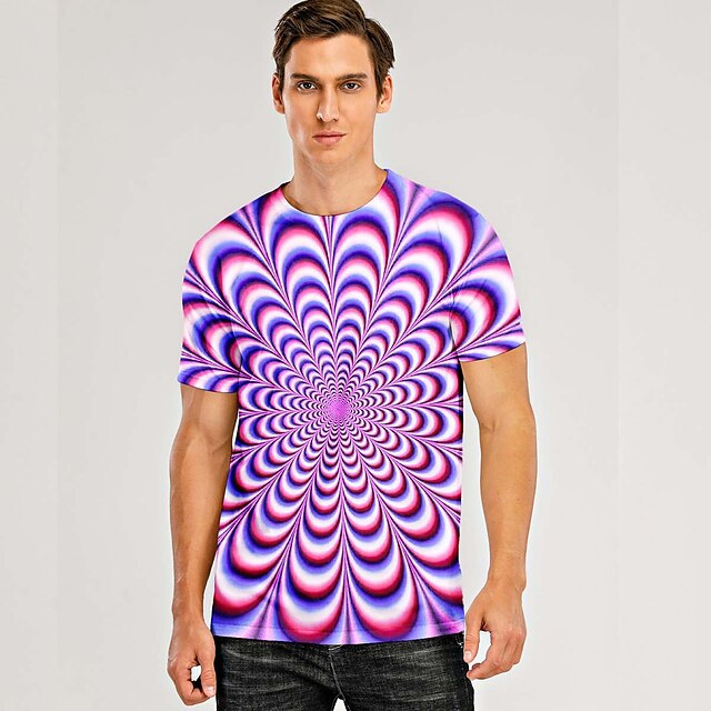 Men's T shirt Tee Shirt Tee Graphic Optical Illusion Classic Collar ...