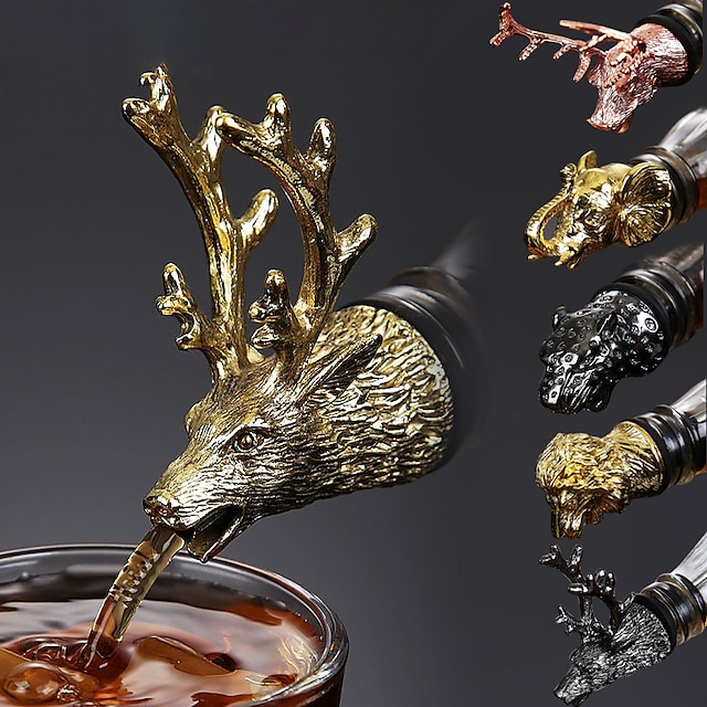  víno likér duch pourer zvířecí hlava nerezová ocel unikátní uzávěry lahví provzdušňovače barové nástroje