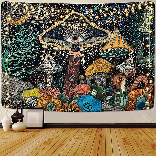 Mushroom Tapestry Burning Sun Tapestries Hippie Eyes Tapestry Mandala Vines Tapestry Moon Phase Tapestry Wall Hanging For Room 15