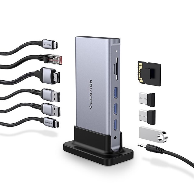  LENTION USB 3.1 USB C Hub 11 Porti Alta velocità Indicatore LED Con lettore di schede (s) Hub USB con RJ45 Audio da 3,5 mm HDMI Erogazione di potenza Per Laptop Smart TV Macbook