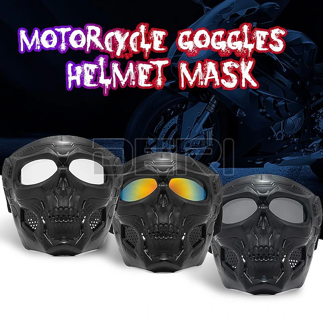 Halloween Motorcycle Helmet Riding Goggles Skull Face Mask Motorbike Racing Dirt Bike Off Road Safety Protective Glasses Motocross Eyewear 22