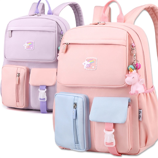 School Backpack Bookbag Multicolor for Student Girls Water Resistant Wear-Resistant Classic Oxford Cloth School Bag Back Pack Satchel 21 inch