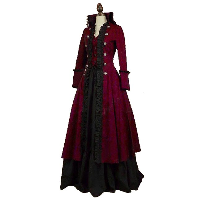 ZVAVZ Women's Victorian Rococo Dress Vintage Long Party Costume Flare Sleeve Medieval Ball Gown Lace Patchwork Gothic Dress Masquerade Theme Dresses