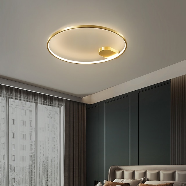  40cm dreifarbig dimmbare Deckenleuchte Unterputz Deckenleuchte Kupfer LED Deckenleuchte moderne runde Deckenleuchte Acryl Lampenschirm Deckenleuchte für Wohnzimmer Korridor