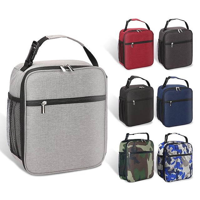 Unisex Large Capacity Waterproof Nylon Lunch Bag Daily Outdoor claret ...