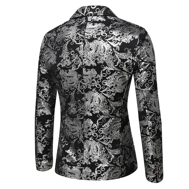 Blazer Floral Décontracté Pour Homme - Veste De Costume Léger Pour Mariage, Dîner, Bureau - En Polyester Et Viscose - Taille Asiatique - 4