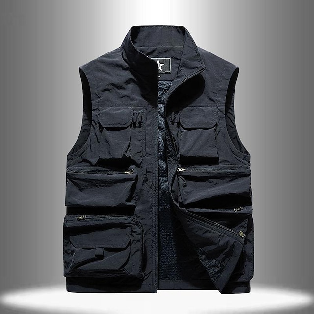  Men's Fishing Vest Hiking Vest Vest / Gilet Top Outdoor Breathable Water Resistant Quick Dry Lightweight Black Grey khaki Climbing Camping / Hiking / Caving / Military / Multi Pockets