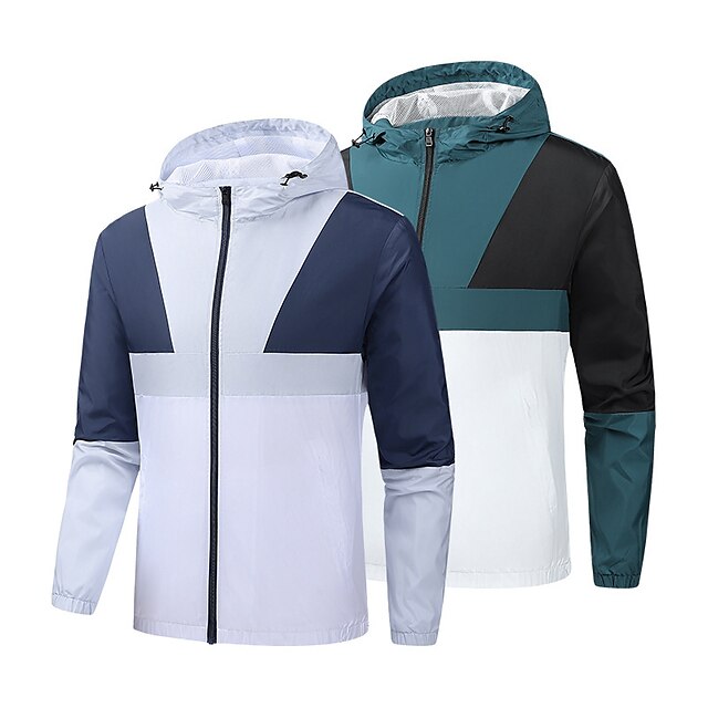  Men's Track Jacket Windbreaker Green Blue White Lightweight Top Patchwork Ladies Golf Attire Clothes Outfits Wear Apparel