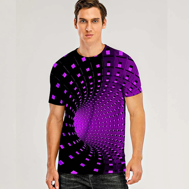Men's Unisex T shirt Tee Tee Graphic Optical Illusion Round Neck Black ...