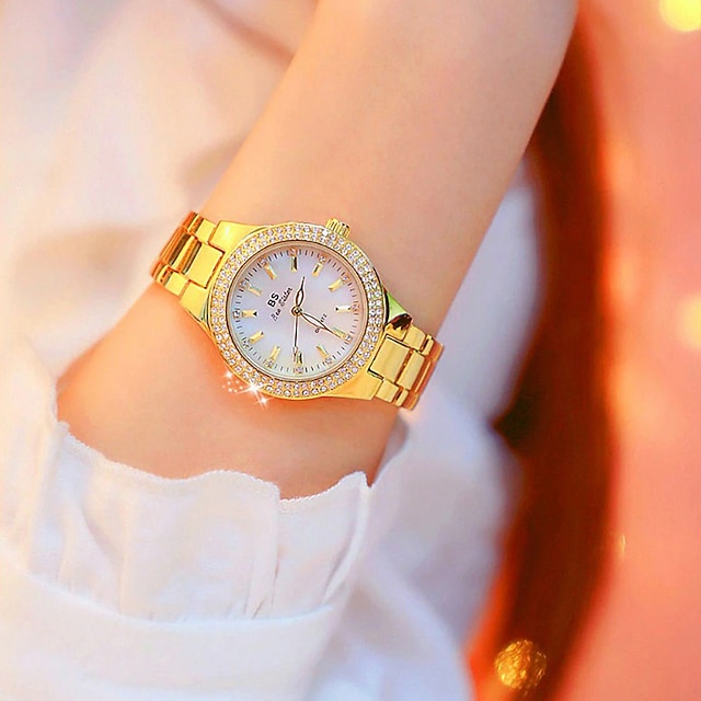 Quartz Ladies Wrist Watches for Women Dress Gold Crystal Diamond Watches Analog Quartz Luxury