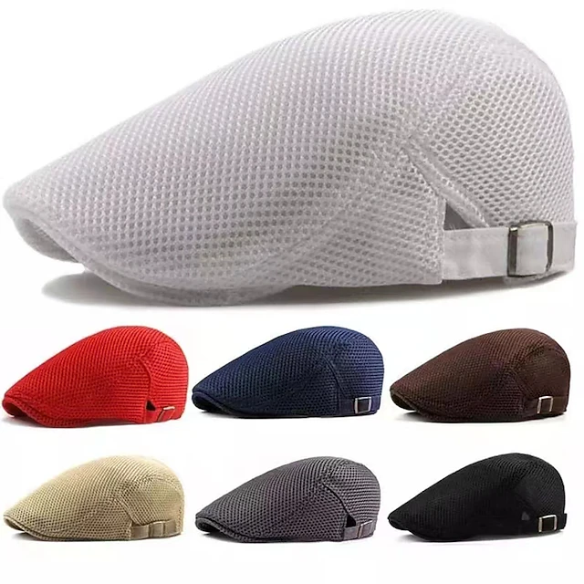 Men's Flat Cap White Pink Polyester 1920s Fashion Casual Office Sports & Outdoor Daily Solid / Plain Color Casual 15