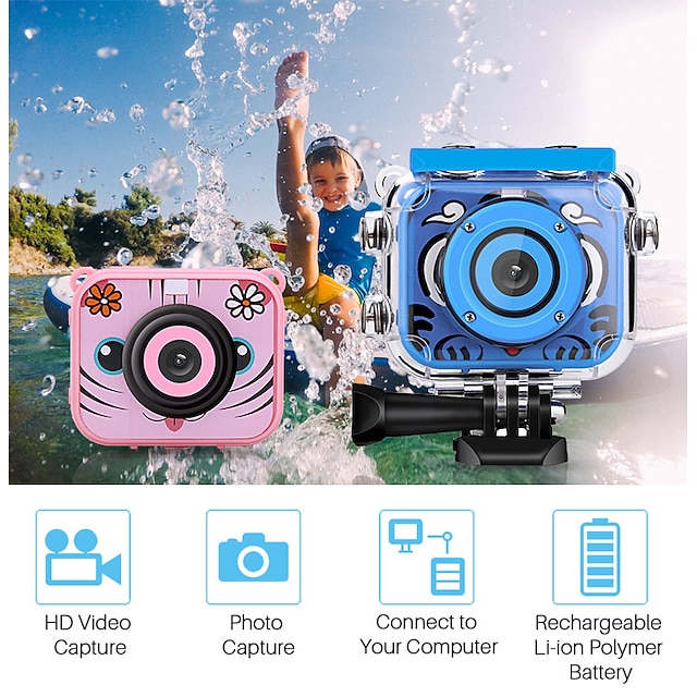 fotocamera per bambini mini fotocamera digitale da 2,0 pollici con schermo lcd video fotocamera impermeabile 1080p fotocamera per bambini regalo di compleanno per bambini