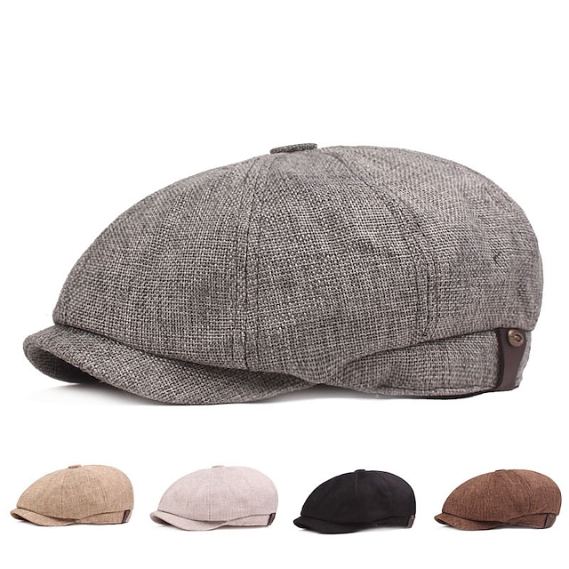  Herr Basker Newsboy-keps Svart Khaki grön Linné 1920-talets mode Retro Formell Kontor Dagligen Enfärgad / vanlig färg Fritid