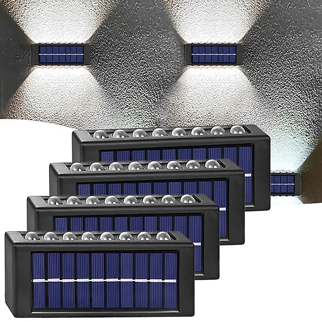  2/4 buc. Aplique solară de perete în aer liber, lumini de grădină, impermeabile, 16 LED-uri, gard de trecere, iluminat pentru colț, curte, decorare peisaj