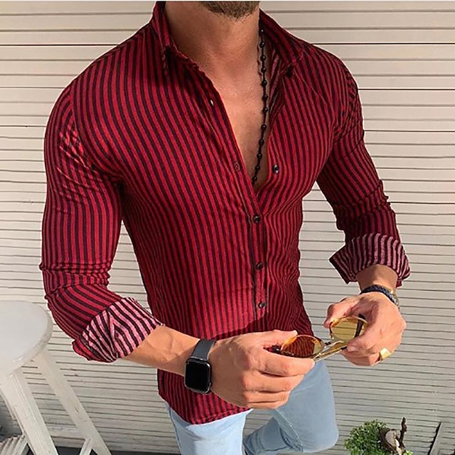Men's Shirt Button Up Shirt Summer Shirt Casual Shirt Black Yellow Red ...