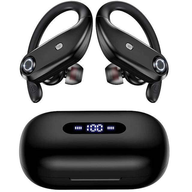  Bluetooth Headphones 4 Mic Clear Calls 100 Hours Playtime with 2200 mAh Wireless Charging Case Stador Wireless Earbuds Sweatproof Waterproof Earmuffs for Sports Running Workout Games