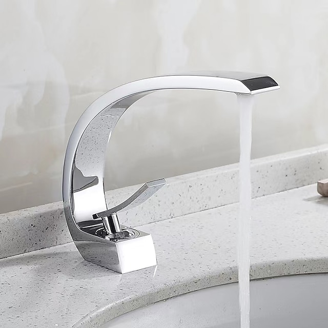  真鍮の浴室の流しのミキサーの蛇口、銀色の単一のハンドルの1つの穴の洗面器の蛇口、温水と冷水のあるクロム仕上げの浴室の蛇口