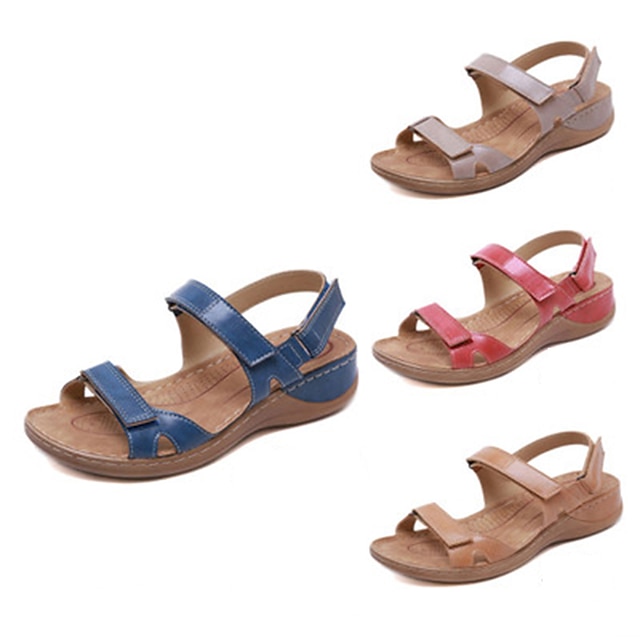  Pentru femei Sandale Sandale cu platformă Mărime Plus Size Pantofi de confort În aer liber Zilnic Culoare solidă Mată Vară Toc Platformă Vârf rotund Casual minimalism Plimbare PU piele PU Curea Gleznă