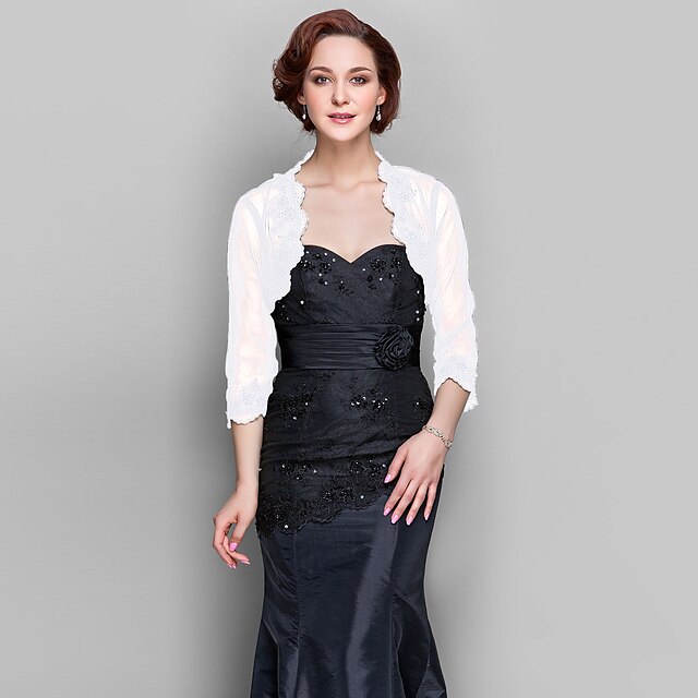 Black Shrugs Bolero Lace Tulle Wedding Party Evening Elegant Mother's ...