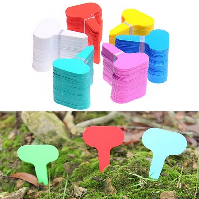  100PCS/pack Garden Labels Plant Waterproof Sorting Sign Tag Ticket Plastic Writing Plate Board Plug In Card Colorful