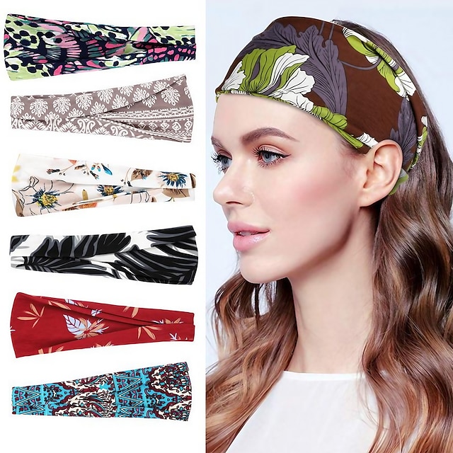  europe and the united states cross-border fashion sports hairband yoga bundle sweat-absorbing headband new ladies wide-brimmed printed headwear