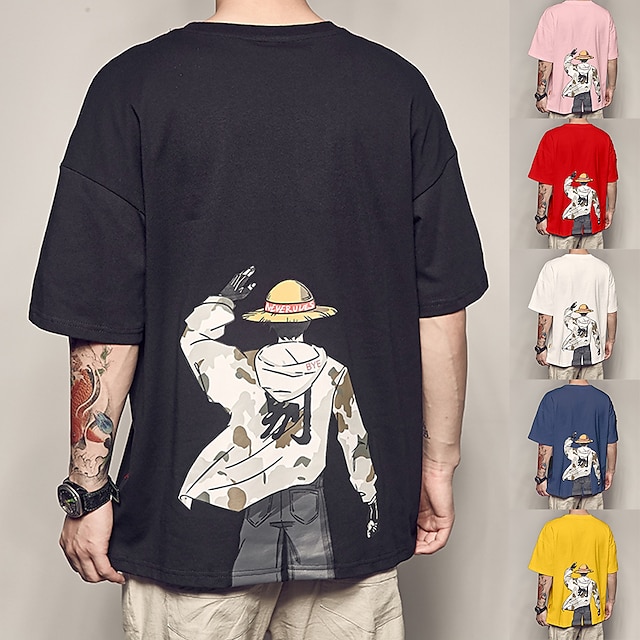  One Piece Affe D. Ruffy Cosplay Kostüm T-Shirt-Ärmel Anime Grafik-Drucke Print Harajuku Grafik Für Herren Damen Erwachsene Zurück zur Schule