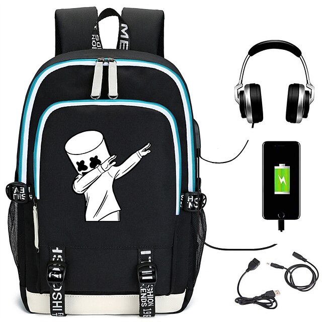  Dj Musician Marshmello Cotton Candy Backpack Usb Charging Backpack Student Backpack Computer Bag