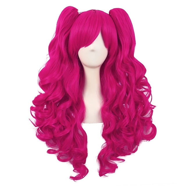  28 Inch/70 cm Lolita Long Curly 2 Ponytails Clip on Cosplay Wig
