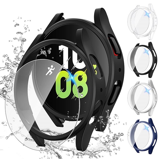  [4+4Pack] Klockfodral med skärmskydd Kompatibel med Samsung Galaxy Watch 5 40mm / Watch 5 44mm / Klocka 4 40mm / Klocka 4 44mm Reptålig Oländig Stötfångare heltäckande Härdat glas / Hård PC Klocka