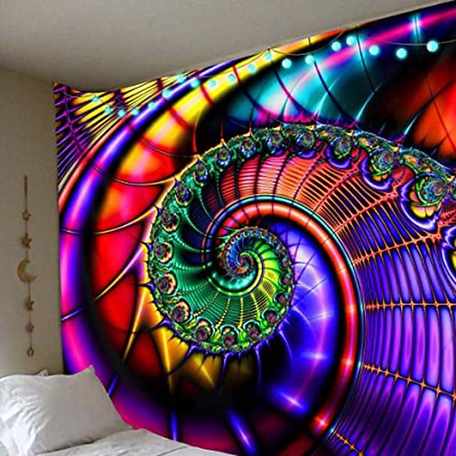Tapisserie Murale Mandala Loup Et Montagne 150x200 Cm - Tenture Décorative Pour Salon, Chambre, Rideau, Couvre-lit - Polyester