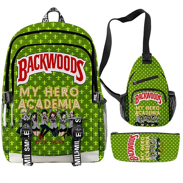  My Hero Academia Cool and Simple Student Backpack Set for Men and Women