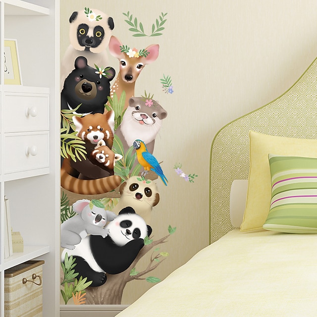  adesivos de parede desenhos animados animais do jardim de infância sala de aula layout de porta adesivos de parede de quarto de criança adesivos de parede autoadesivos