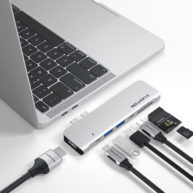  LENTION USB 3.1 USB C Hubs 7 Ports High Speed with Card Reader(s) USB Hub with HDMI 2.0 HDMI PD 3.0 Power Delivery For Laptop Smart TV Smartphone