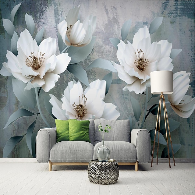  アールデコ調の 3d 壁画壁紙大花の絵ホテルのリビングルームのベッドルームのキャンバス素材に適しています