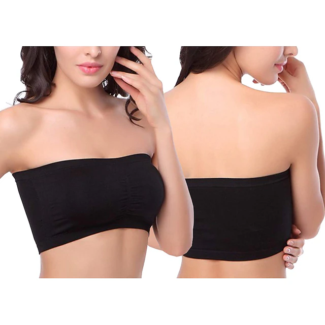 Seamless Bandeau Bra Plus Size Strapless Stretchy Tube Top Bra with Removable Pads for Women Home Outfits 18