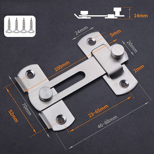Heavy-Duty 304 Stainless Steel Door Lock Latch, 90 Degree Buckle flip ...