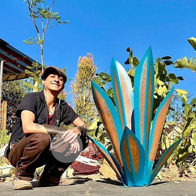  tequila sculpture rustique bricolage en métal plante d'agave décor à la maison rustique ornements d'agave en métal peints à la main figurines de décoration extérieure décorations de cour maison