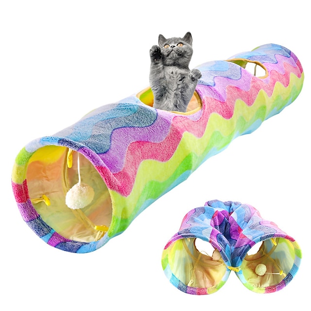  giocattolo tunnel per gatti pieghevole antigraffio in carta sonora arcobaleno per gatti con materiale per animali domestici