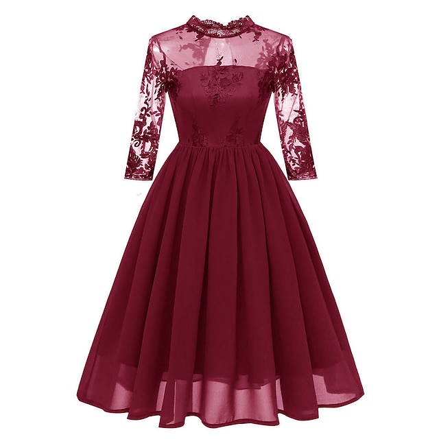  50. léta Koktejlky Vintage šaty Šaty Flare šaty Dámské Květiny Plesová maškaráda Večírek Šaty