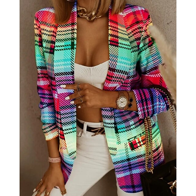 fashion rainbow print lapel jacket