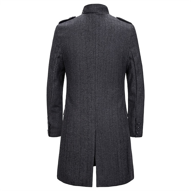 Men's Winter Coat Peacoat Coat Business Casual Winter Cotton Blend Warm