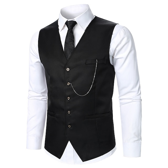 Men's Vest Gilet Formal Wedding Office Casual Formal Style Casual Daily ...