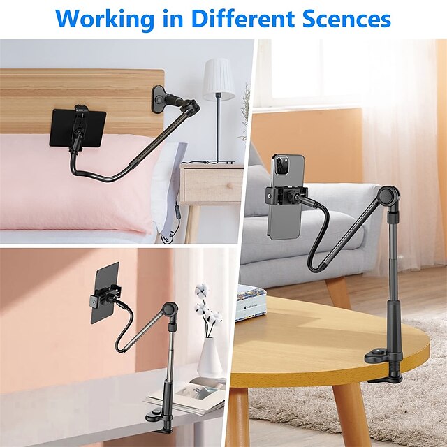 Phone & Tablet Holder for Bed Gooseneck Stand Desk MountLong Arm