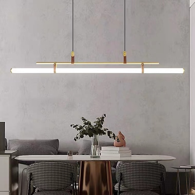  80cm LED Pendant Light Modern Line Design   Chain Adjustable Hanging Lamp for Kitchen Dining Living Room Black and Gold 110-120V 220-240V