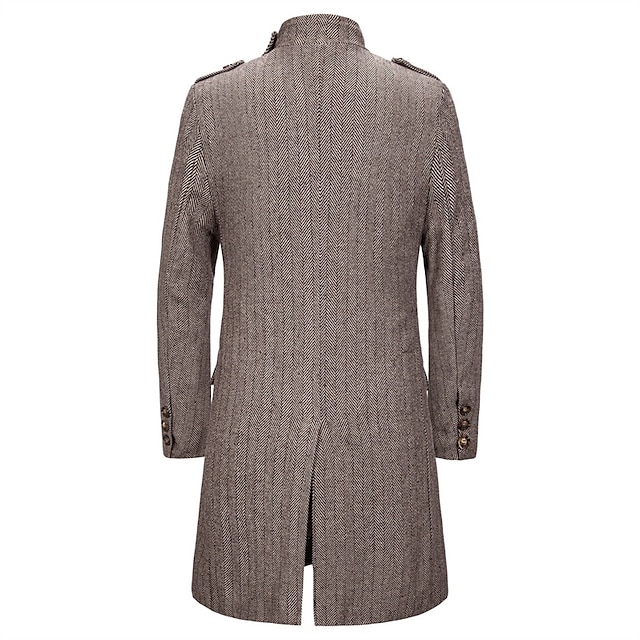 Men's Winter Coat Peacoat Coat Business Casual Winter Cotton Blend Warm